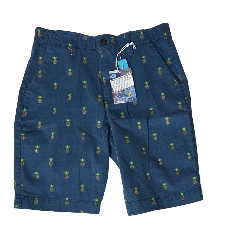 Plugg New Mens Size 29 Chambray Pineapple Shorts Inseam 9" NWT Preppy